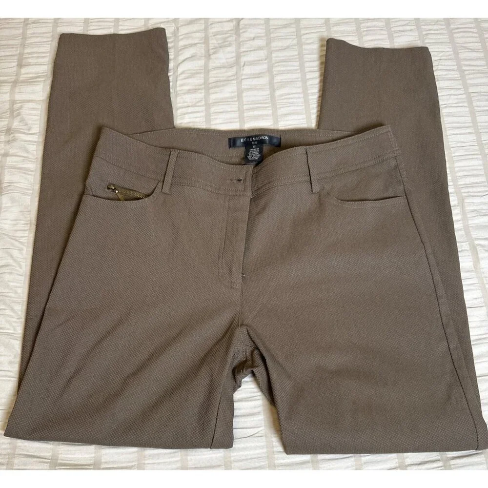 89th & Madison Millennium Straight leg pants, Size 12 Brown Textured Slacks